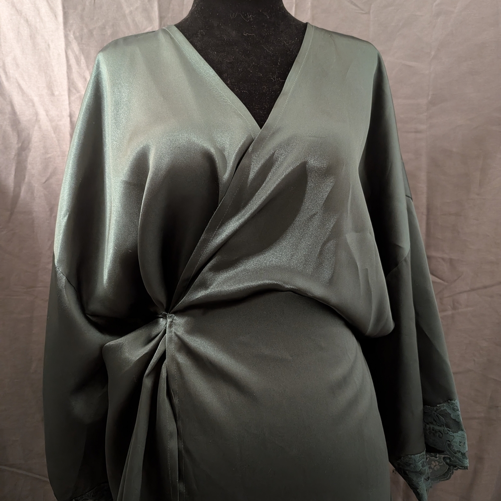 La SENZA Satin Wrap Robe - Dark Green